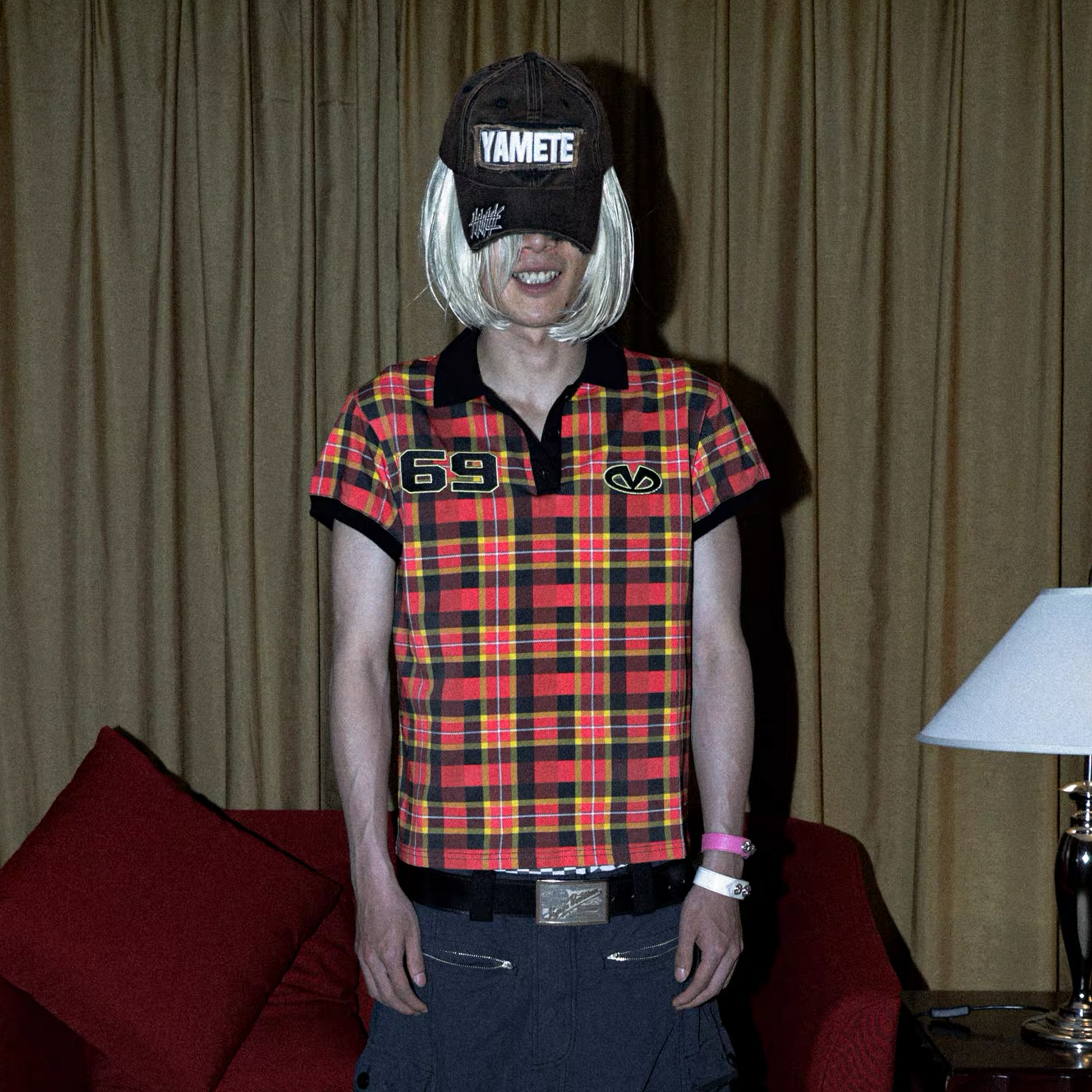 PCCVISION Plaid Glitter Graphic Polo T Shirt-T Shirt-S (Preorder)-Free Shipping Leatheretro