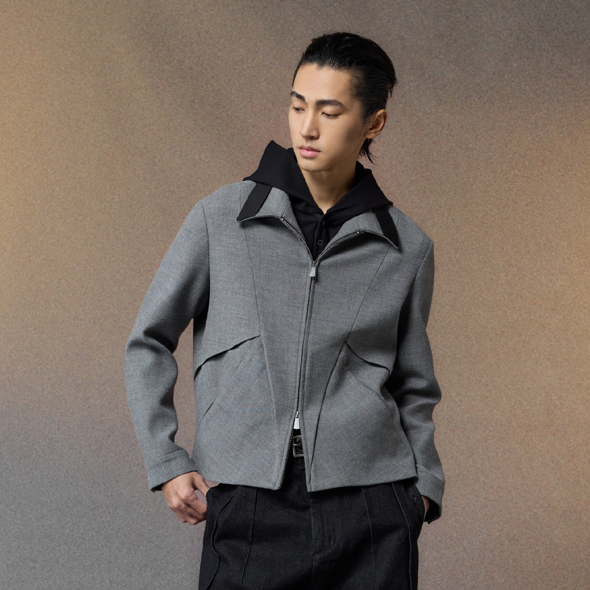 ALVNG AR ANTS Essential Contrast Collar Wool-Blend Jacket-Jacket-S-Free Shipping Leatheretro