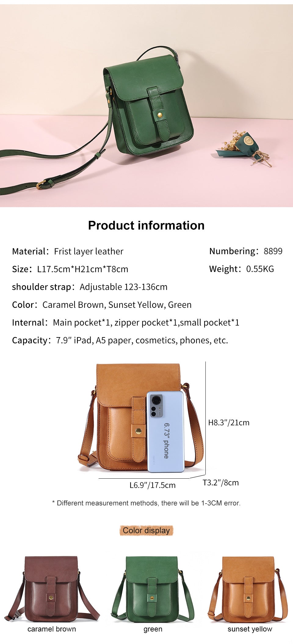 Vintage Vegetable-Tanned Leather Flap Bag-crossbody bags-Red-Free Shipping Leatheretro