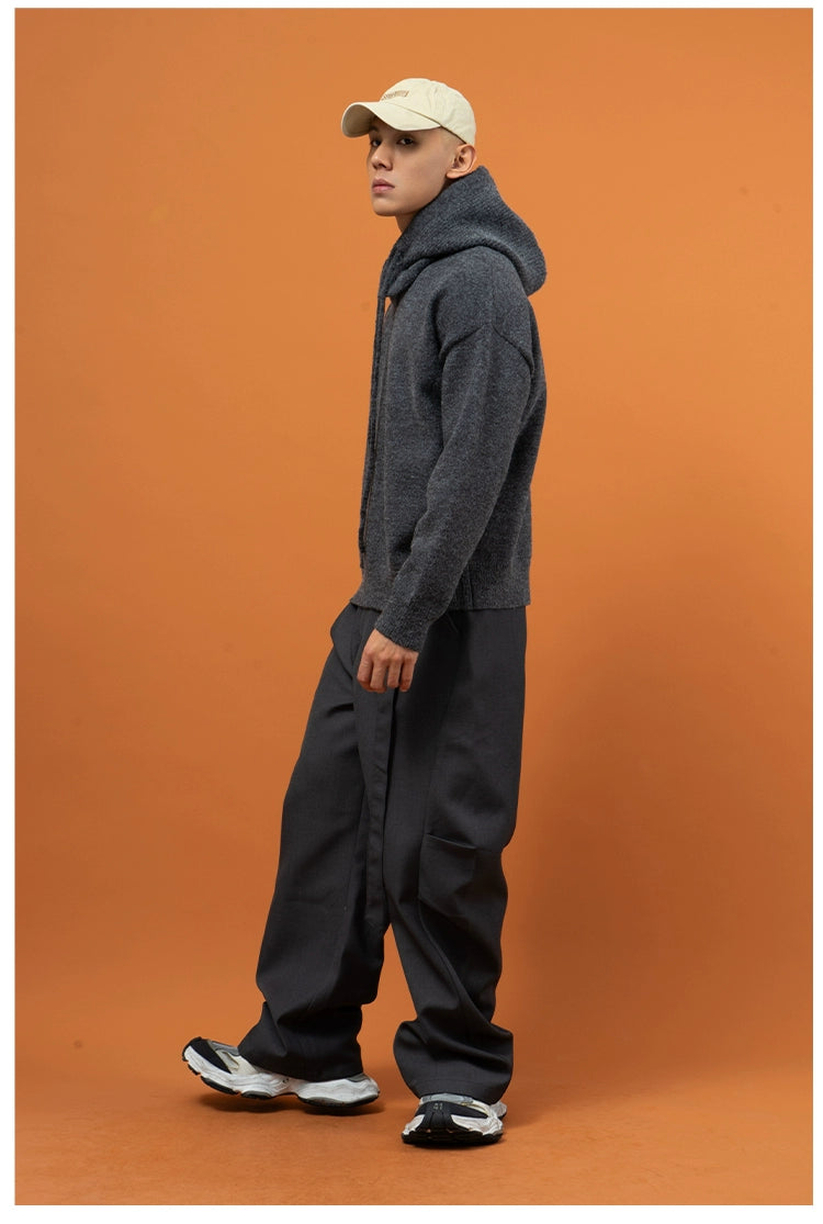 CLP Unisex Split Hoodie Snood Knit Sweater-Gray-S-Free Shipping Leatheretro