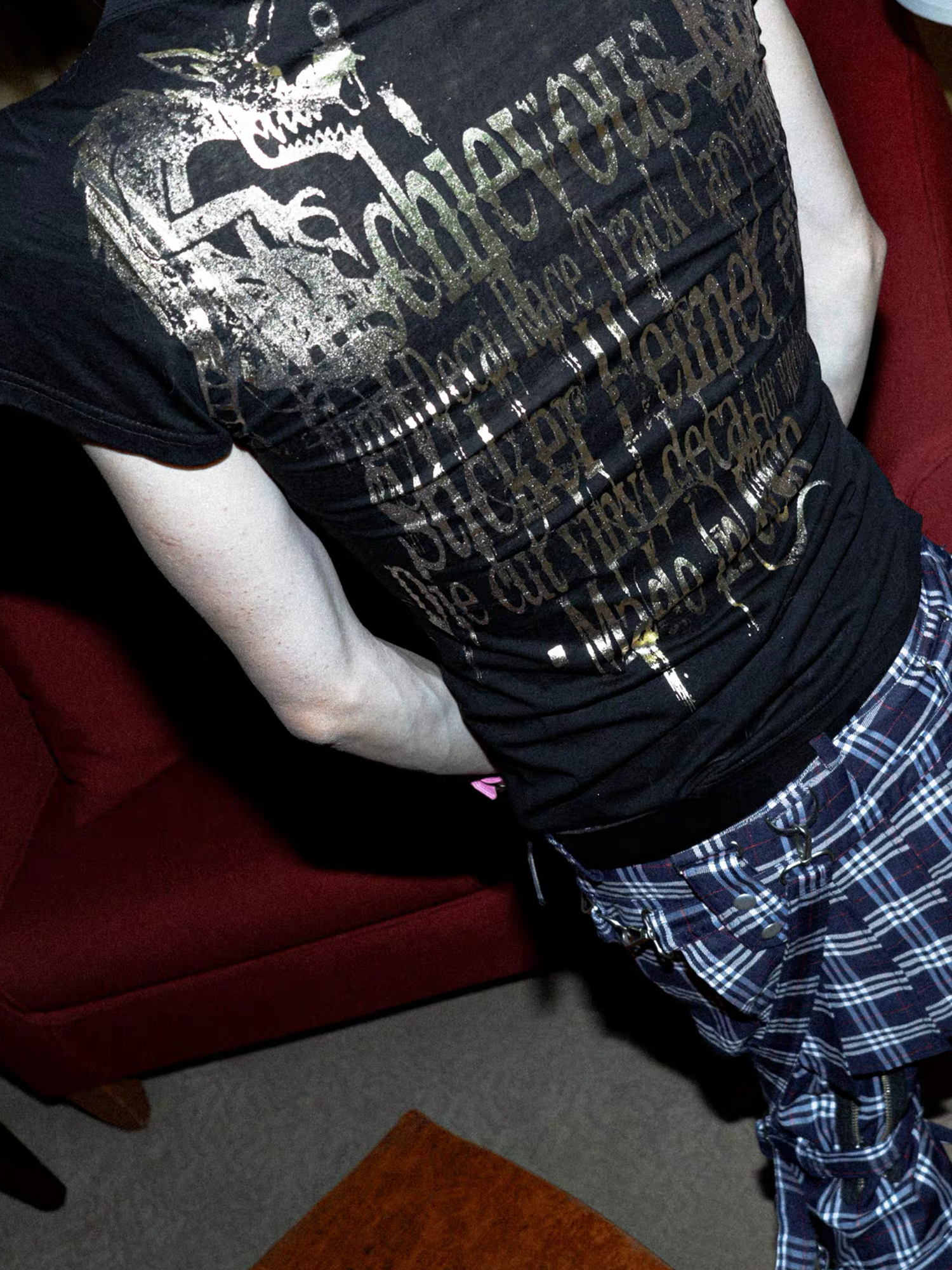 PCCVISION Foil Text Graphic Slim T-Shirt-T Shirt-S (Preorder)-Free Shipping Leatheretro