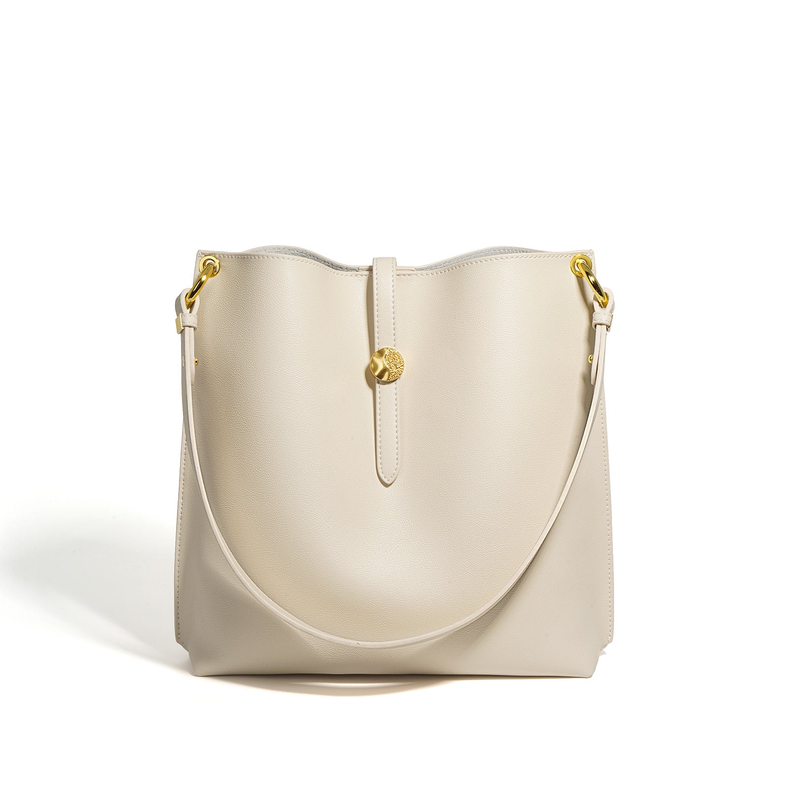 Genuine Leather Bucket Bag for Women-Handbags-Alaska White-Free Shipping Leatheretro