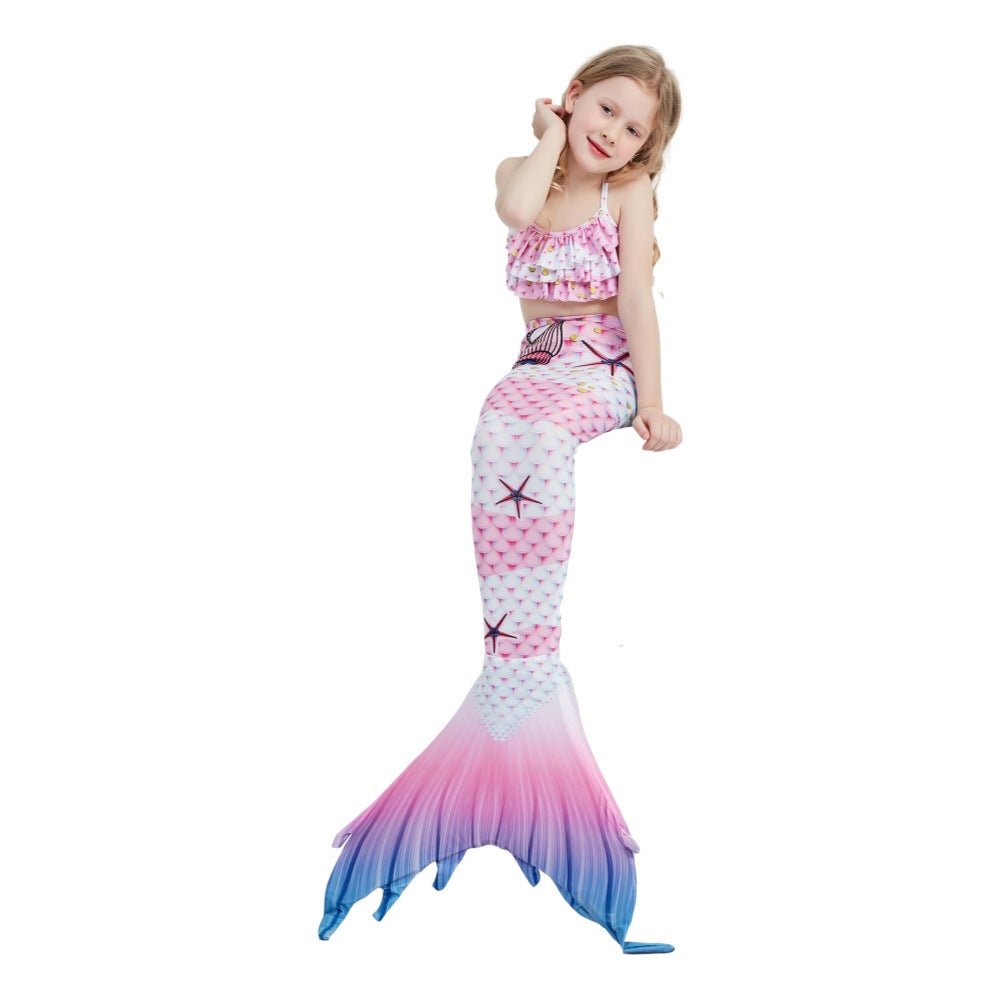 Gorgeous Three Pieces Mermaid Style Swimsuits-Swimwear-E409-110（105-115cm)-Free Shipping Leatheretro