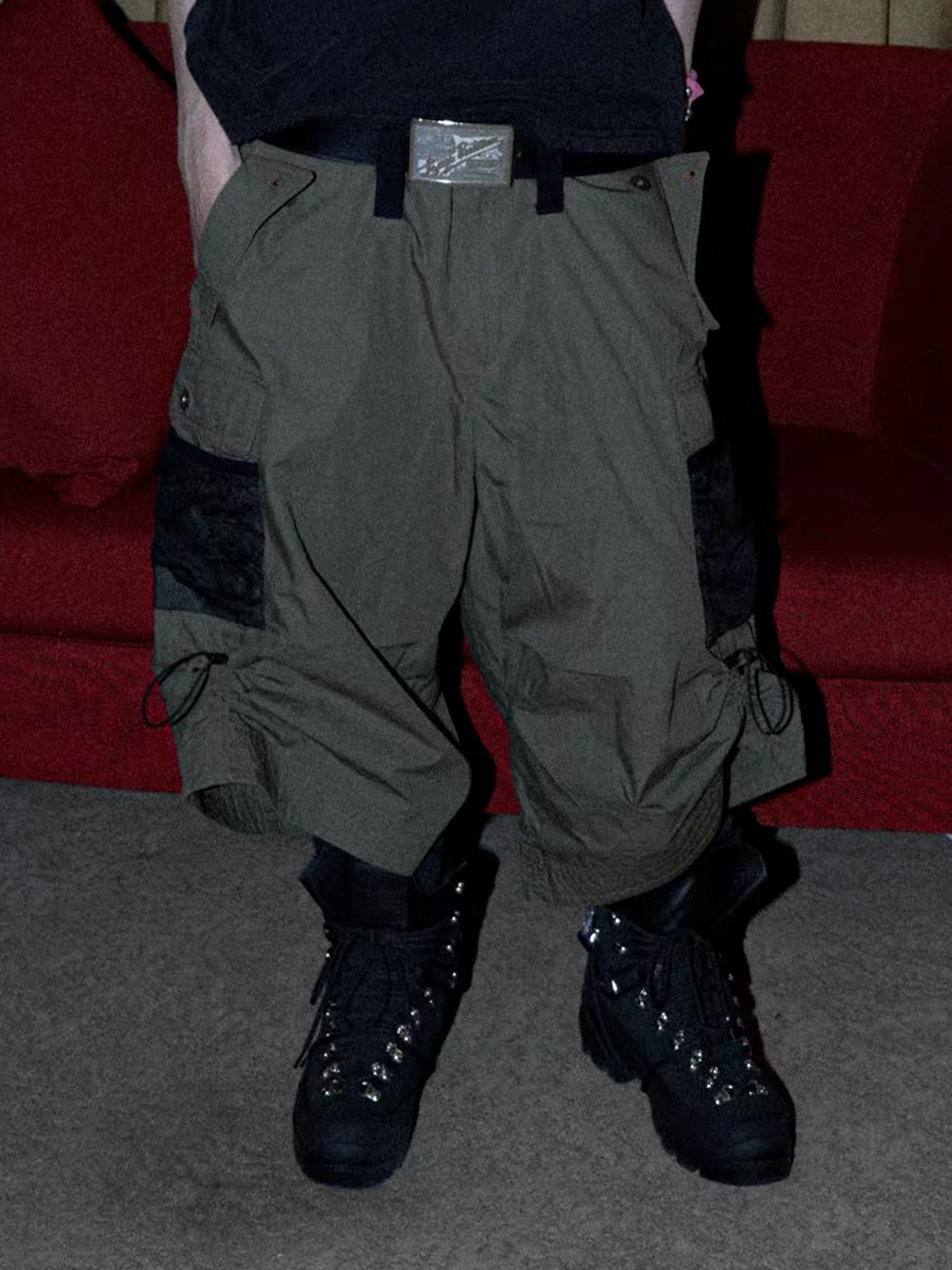 PCCVISION Contrast Panel Pleated Utility Shorts-Shorts-S (Preorder)-Free Shipping Leatheretro