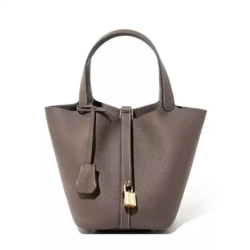 Women's Genuine Leather Tote Bag-Bigger Size-black-8.7*7.1*8.3 (Inch)-Free Shipping Leatheretro