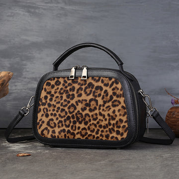 Women's Genuine Leather & Pony Hair Box Bag-Handbags-brown-Free Shipping Leatheretro