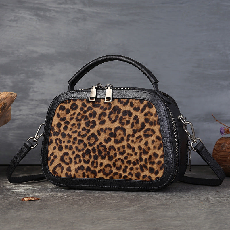 Women's Genuine Leather & Pony Hair Box Bag-Handbags-brown-Free Shipping Leatheretro