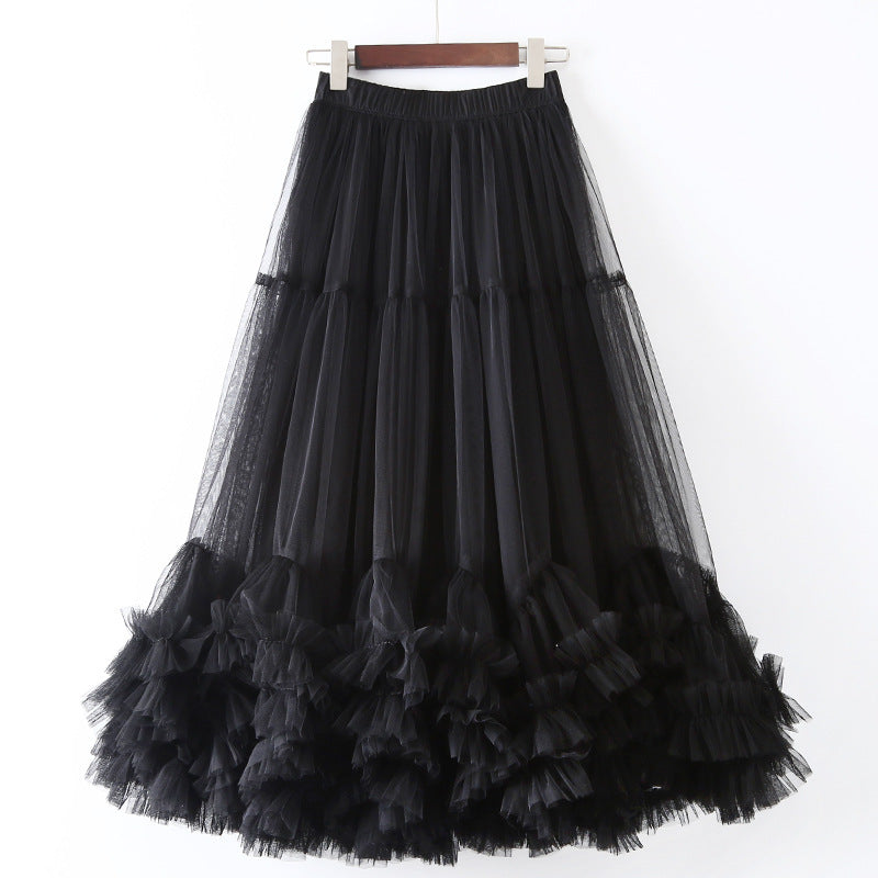 Fairy Designed Ruffled A Line Skirts for Women-Skirts-Black-One Size-Free Shipping Leatheretro