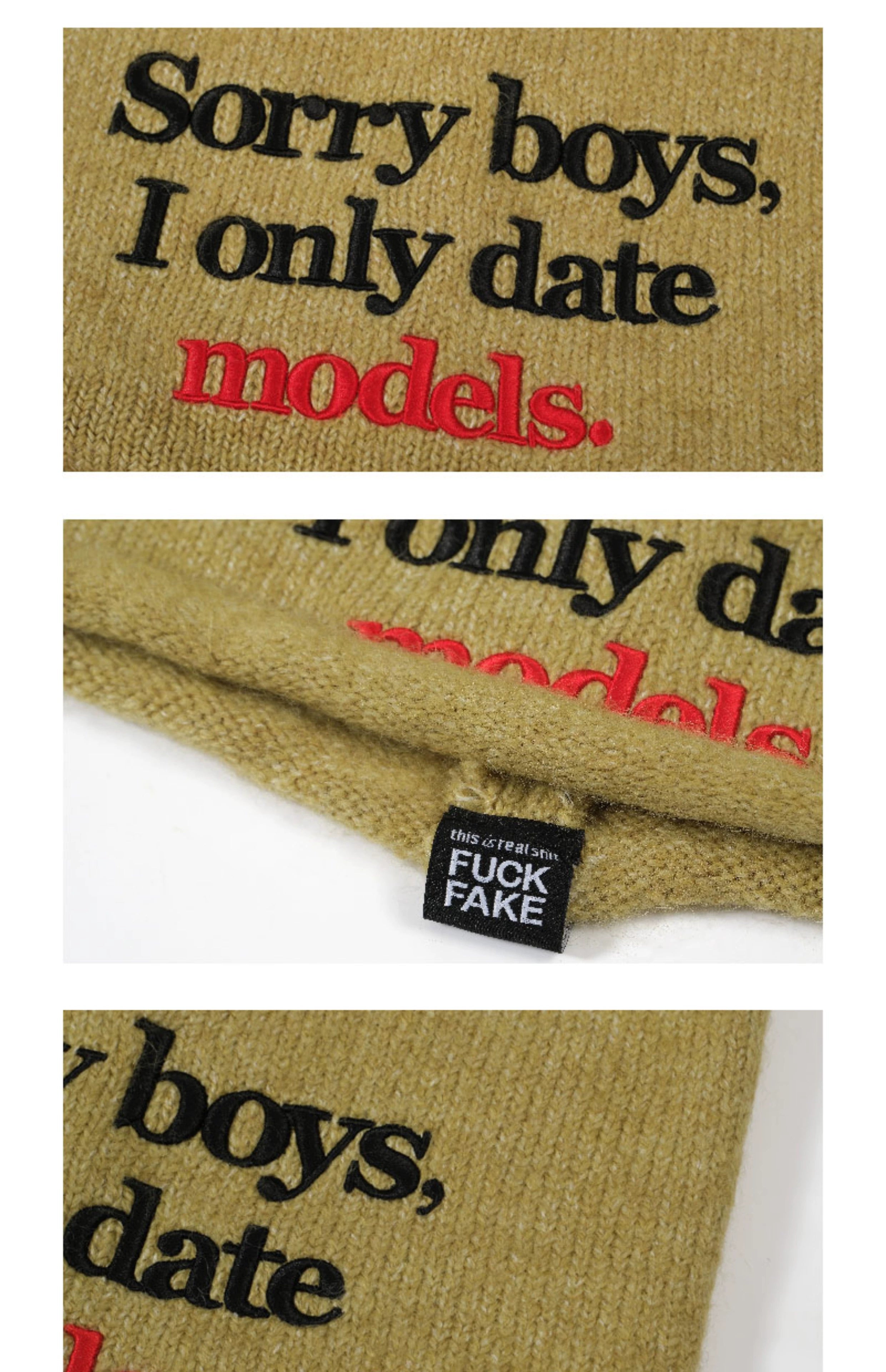 WCC Sorry Boys I Only Date Models Knitted Beanie-Black-Free Size for All-Free Shipping Leatheretro