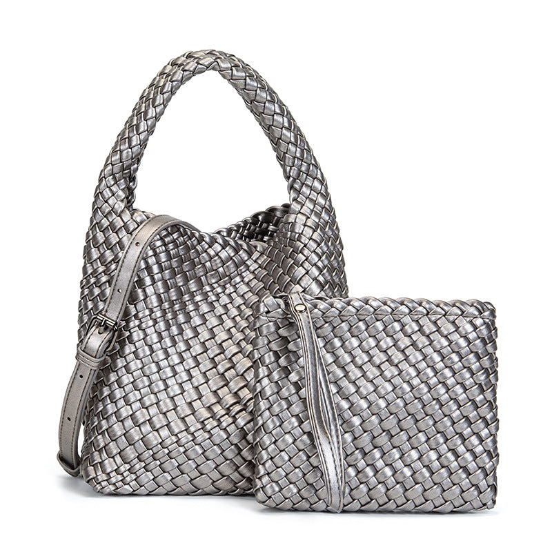 Summer PU Minimalist Boho Shoulder Bag with Detachable Mini Purse-Handbags-Black-Free Shipping Leatheretro