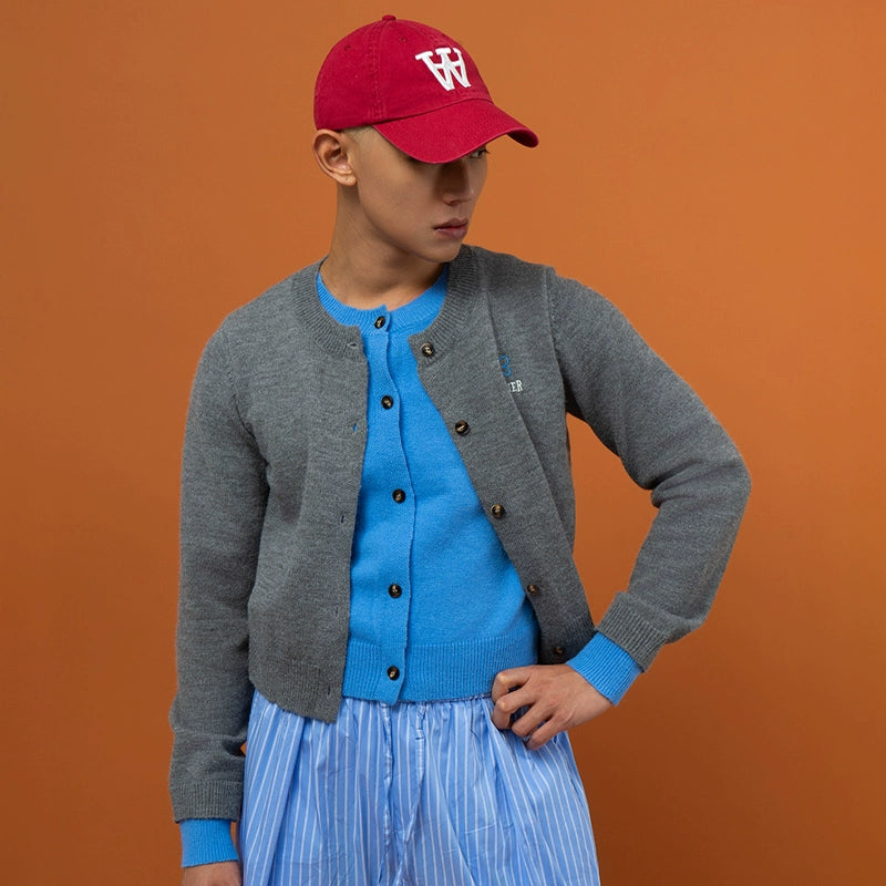 CLP Men's Two-Tone Layered Knit Cardigan Sweater-Cardigan Tops-Gray-S-Free Shipping Leatheretro