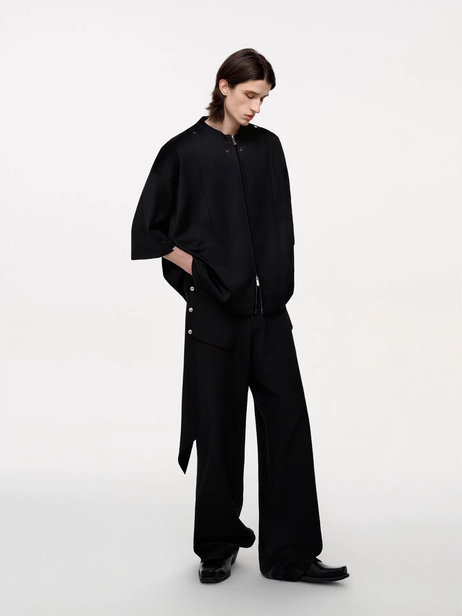 TIWILLTANG Layered Zip-Up T Shirt-T Shirt-S-Free Shipping Leatheretro