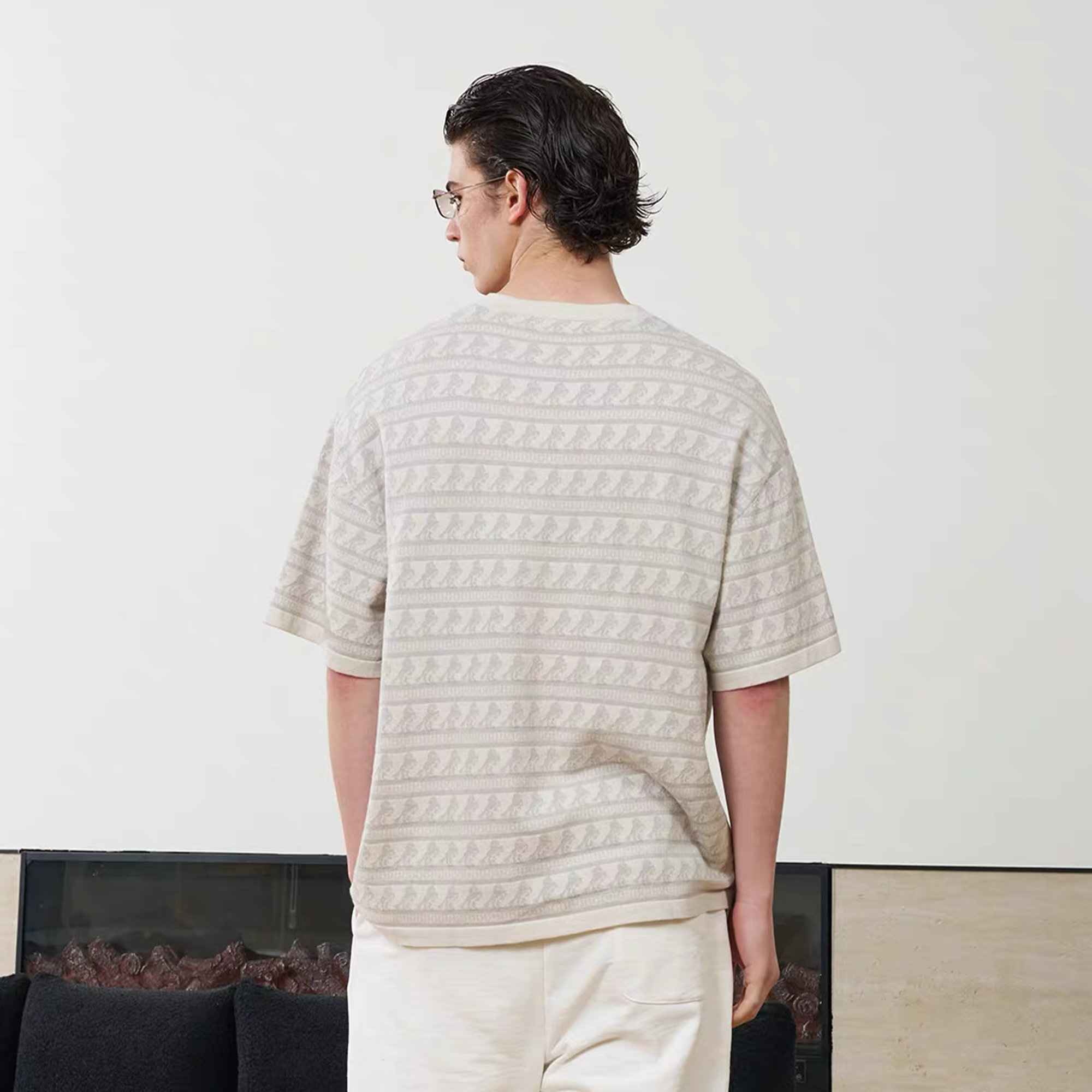 PMW Horse Jacquard Knitted T Shirt-T Shirt-S-Gold-Free Shipping Leatheretro