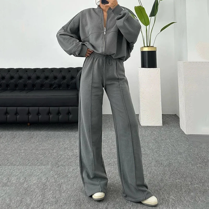 Fashion Women Spring Hoodies and Pants-suits-Gray-S-Free Shipping Leatheretro