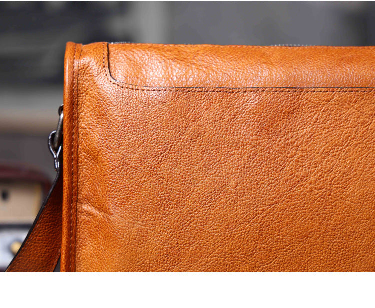 Men's Vintage Messenger Bag - Handmade Full-Grain Vegetable-Tanned Leather Messenger Bag-Messenger Bags-Coffee-Free Shipping Leatheretro