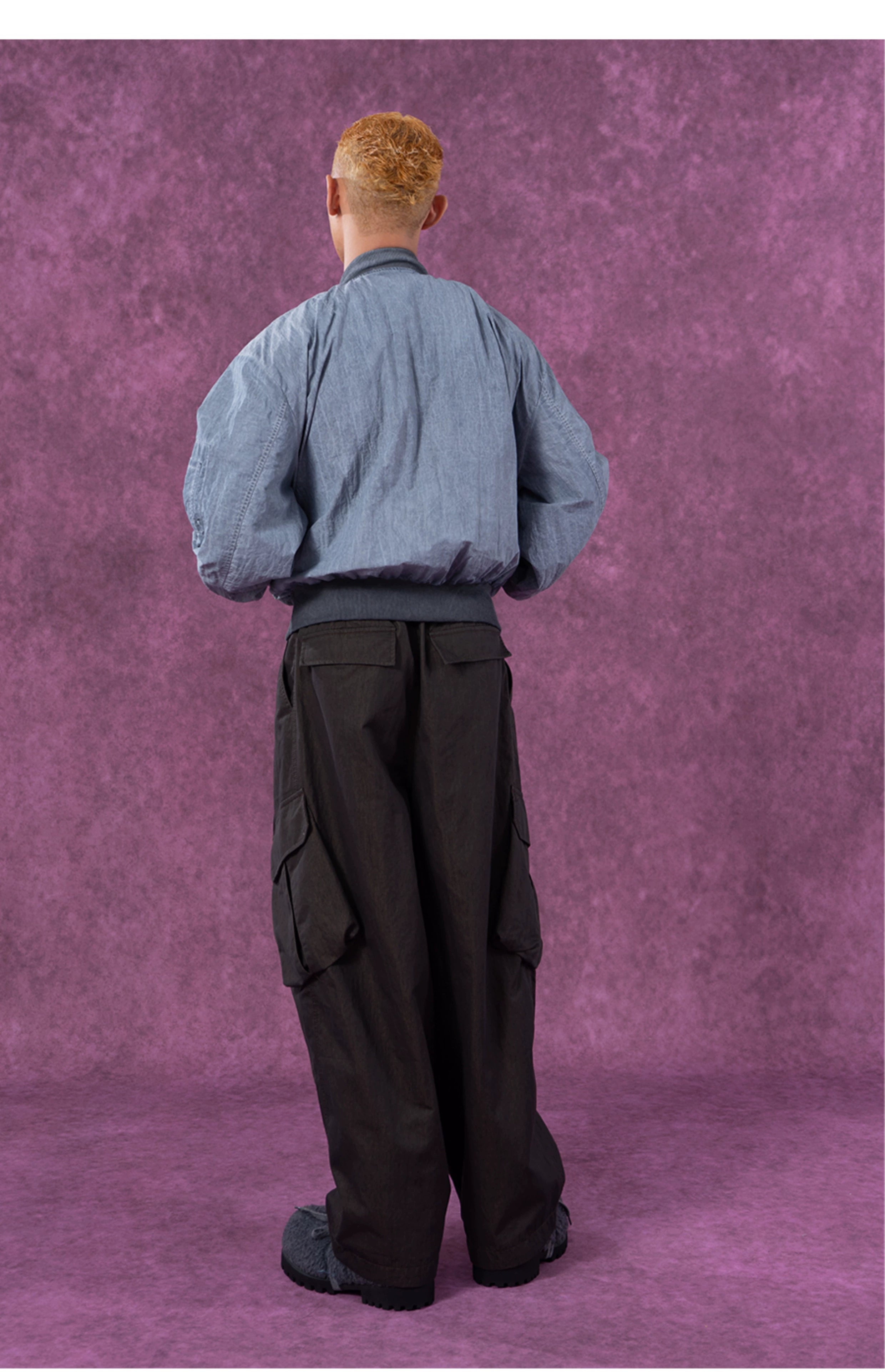 CLP Vintage Distressed Baseball Jacket for Men-Blue-M-Free Shipping Leatheretro