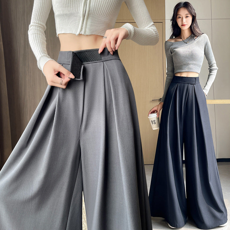 Casual High Waist Loose Wide Legs Straight Pants-Pants-Black-S-Free Shipping Leatheretro