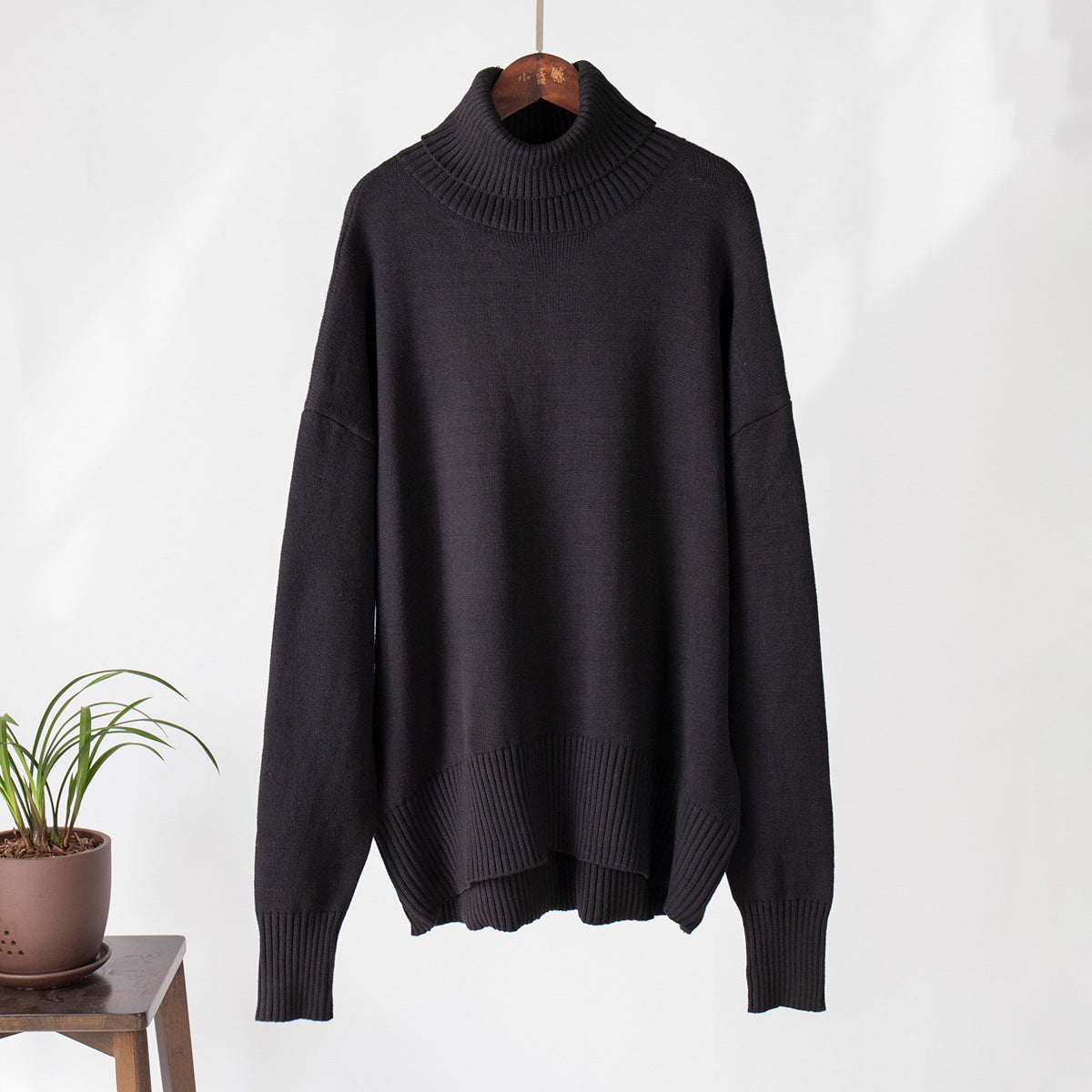 Classical High Neck Knitted Pullover Sweaters-Sweater&Hoodies-Black-S-Free Shipping Leatheretro