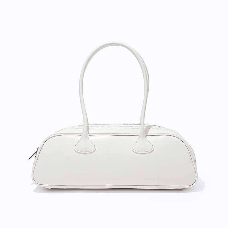 Vintage Bowling Bag – New Design Multipurpose Cowhide Leather Shoulder Handbags-Handbags-White-Free Shipping Leatheretro