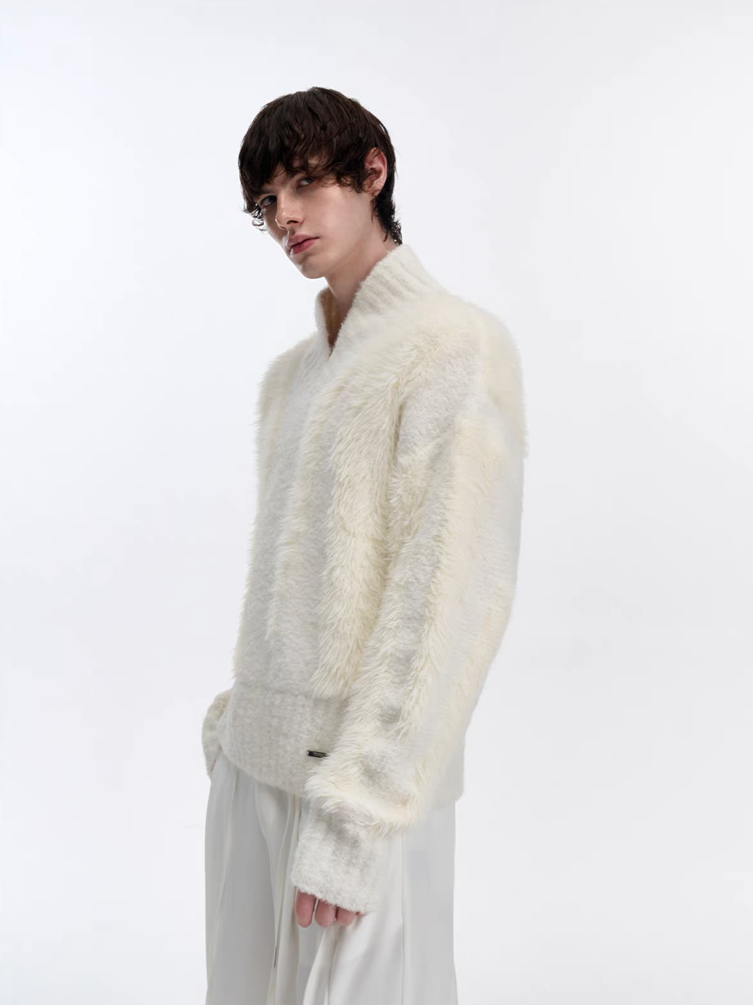 TIWILLTANG Fuzzy Faux-Mink Contrast Sweater