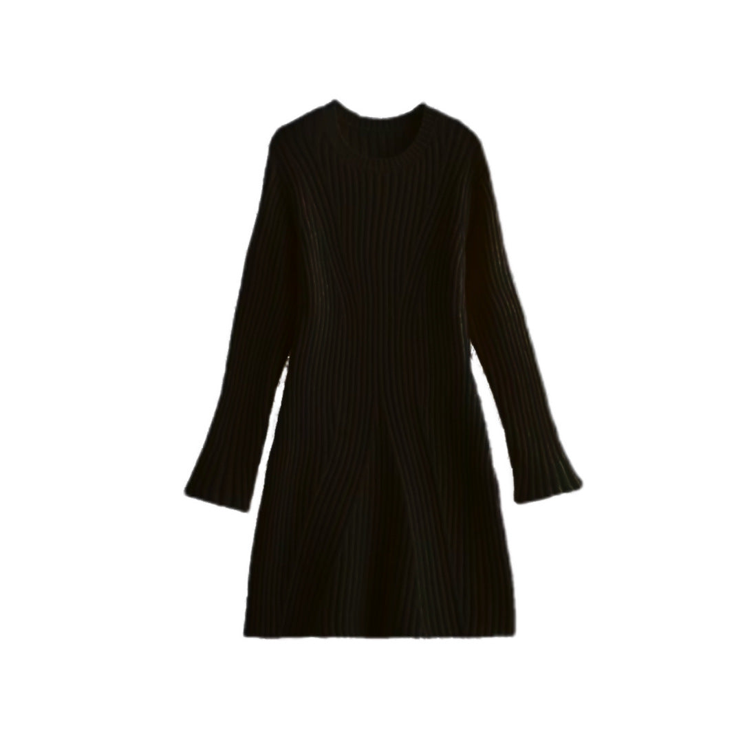 Fashion Long Sleeves Short Knitted Dresses-Dresses-Black-S-Free Shipping Leatheretro