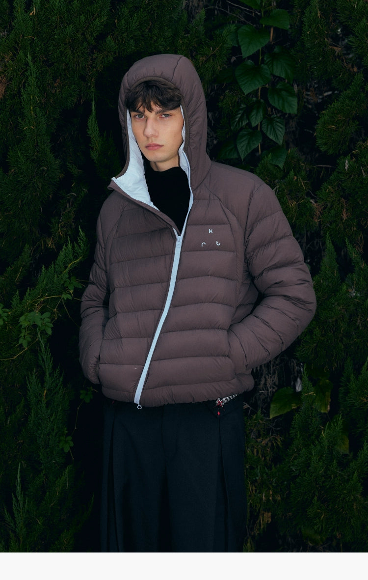 KREATE Color-Block Down Jacket with 90% White Duck Down-Black-S-Free Shipping Leatheretro