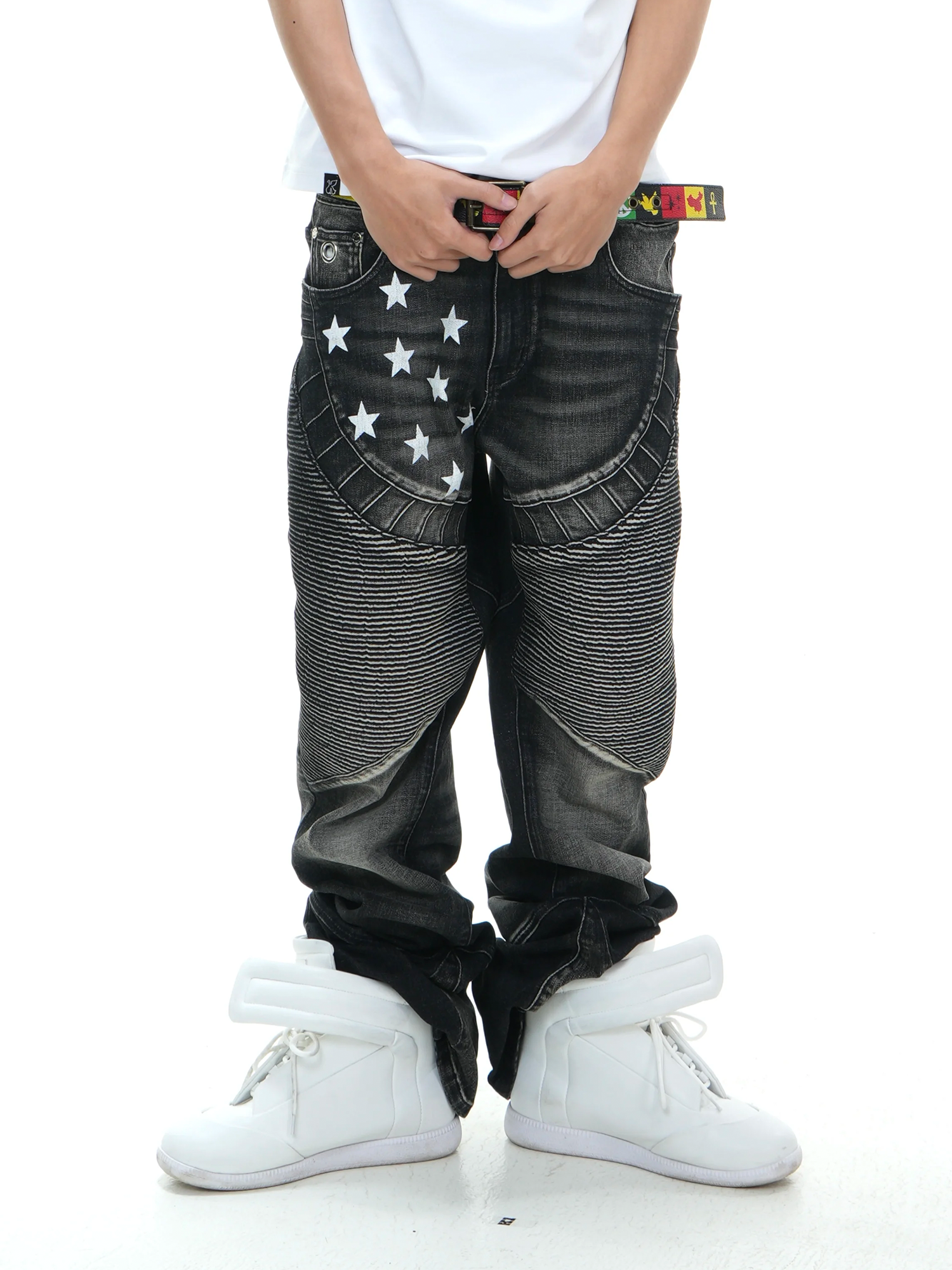 VINKID Star Paneled Moto Jeans-Jeans-S / 31"-Free Shipping Leatheretro