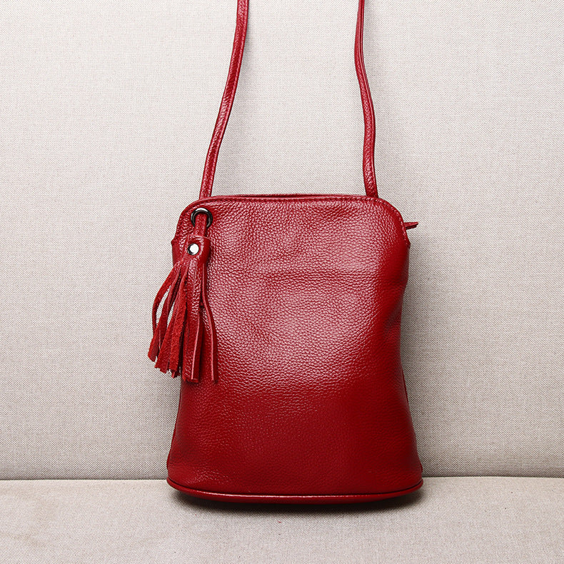 Women's Soft Genuine Leather Bucket Bag-Black Small-Free Shipping Leatheretro