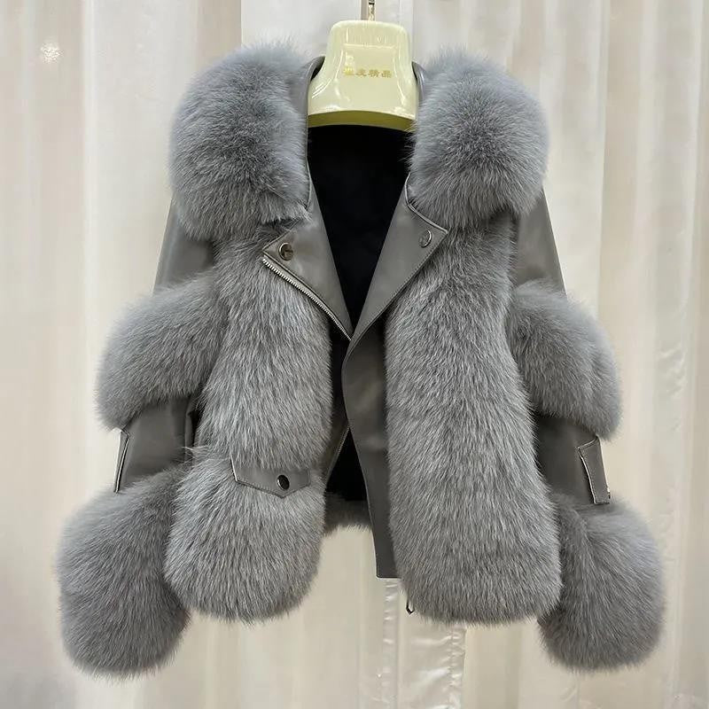 Fashion Faux Fur Winter Overcoats for Women-Coats & Jackets-Light Gray-S-Free Shipping Leatheretro