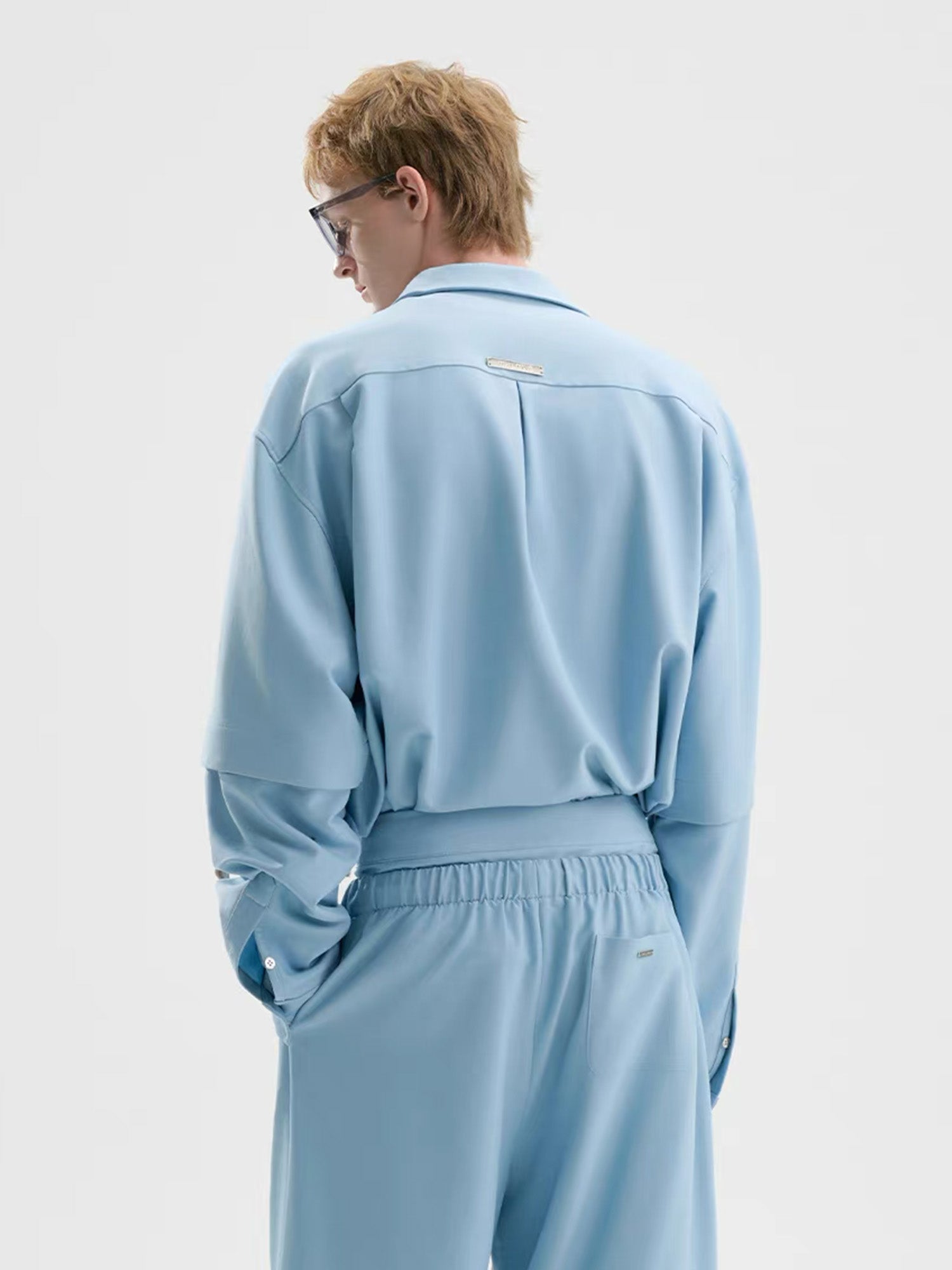 TIWILLTANG Detachable-Sleeve Tie-Pocket Shirt-Jacket-S-Blue-Free Shipping Leatheretro