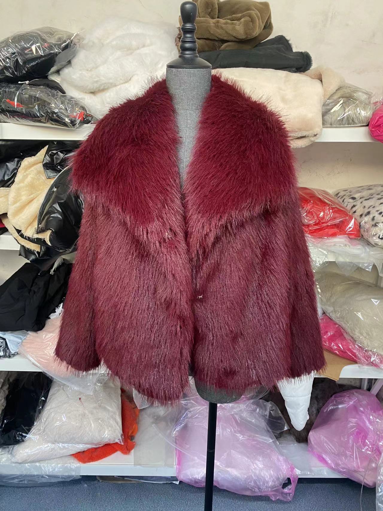 Fashion Artificial Fox Fur Winter Women Jacket Coats-Coats & Jackets-Wine Red-XS-Free Shipping Leatheretro