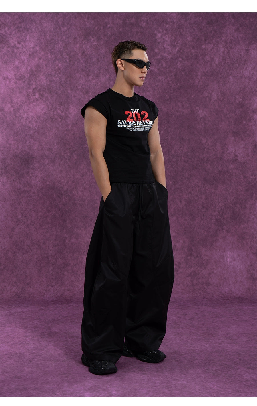 CLP Men's Wide Leg Cargo Joggers-White-M-Free Shipping Leatheretro