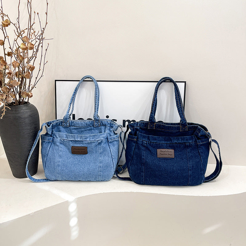 Denim Tote Bag for Women-Canvas Bag-Dark Blue-Free Shipping Leatheretro