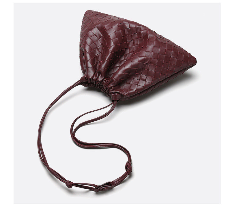 Vintage Handmade Woven Sheepskin Drawstring Bag-Handbags-Red-Free Shipping Leatheretro