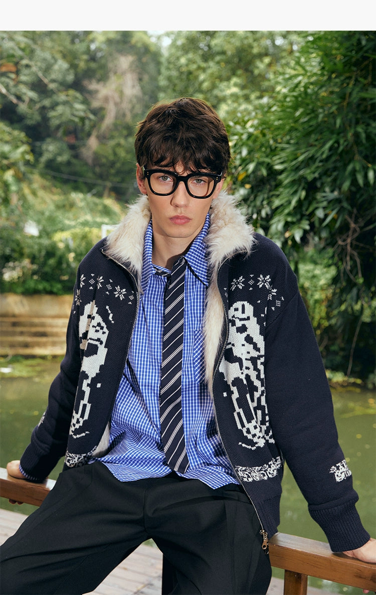 KREATE Women's Plush Knit Jacket with Dyed Tip Fur-Black-S-Free Shipping Leatheretro