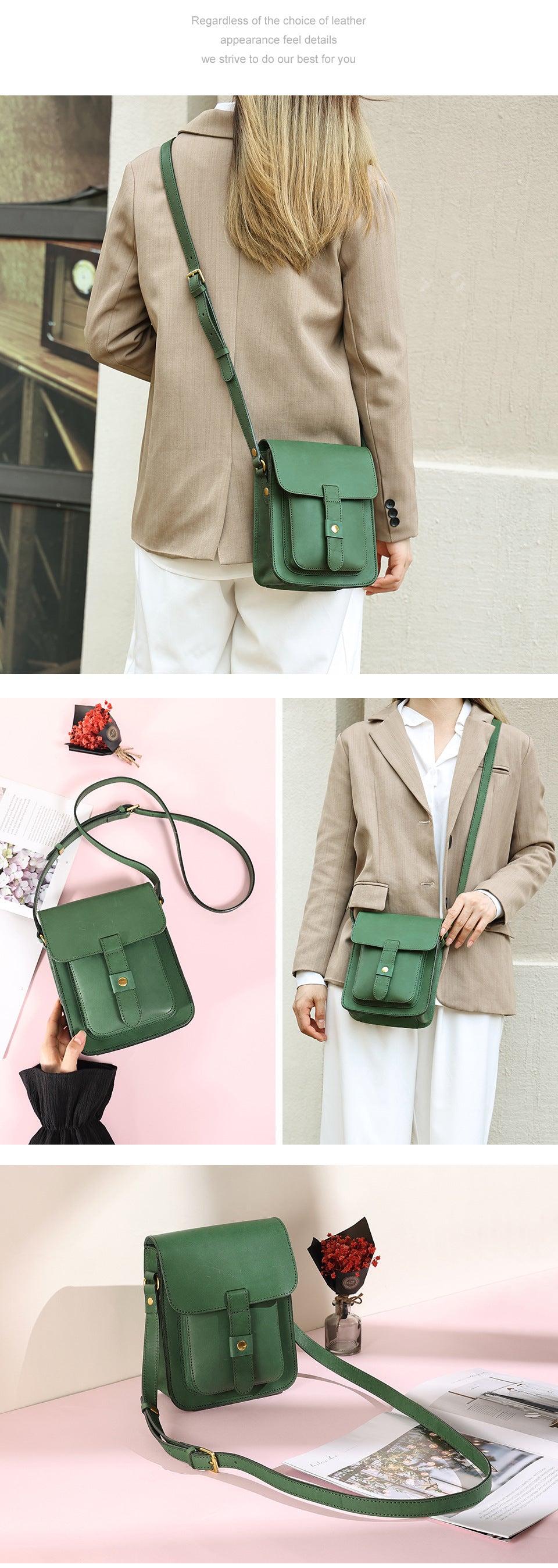 Vintage Vegetable-Tanned Leather Flap Bag-crossbody bags-Red-Free Shipping Leatheretro