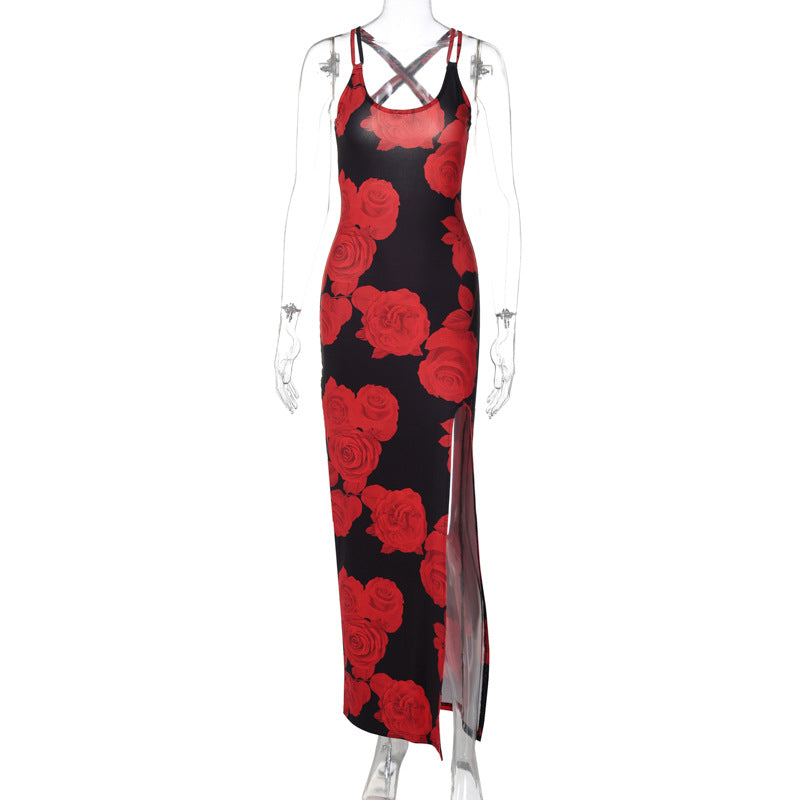 Fashion Split Front Summer Long Dresses-Dresses-Red-S-Free Shipping Leatheretro