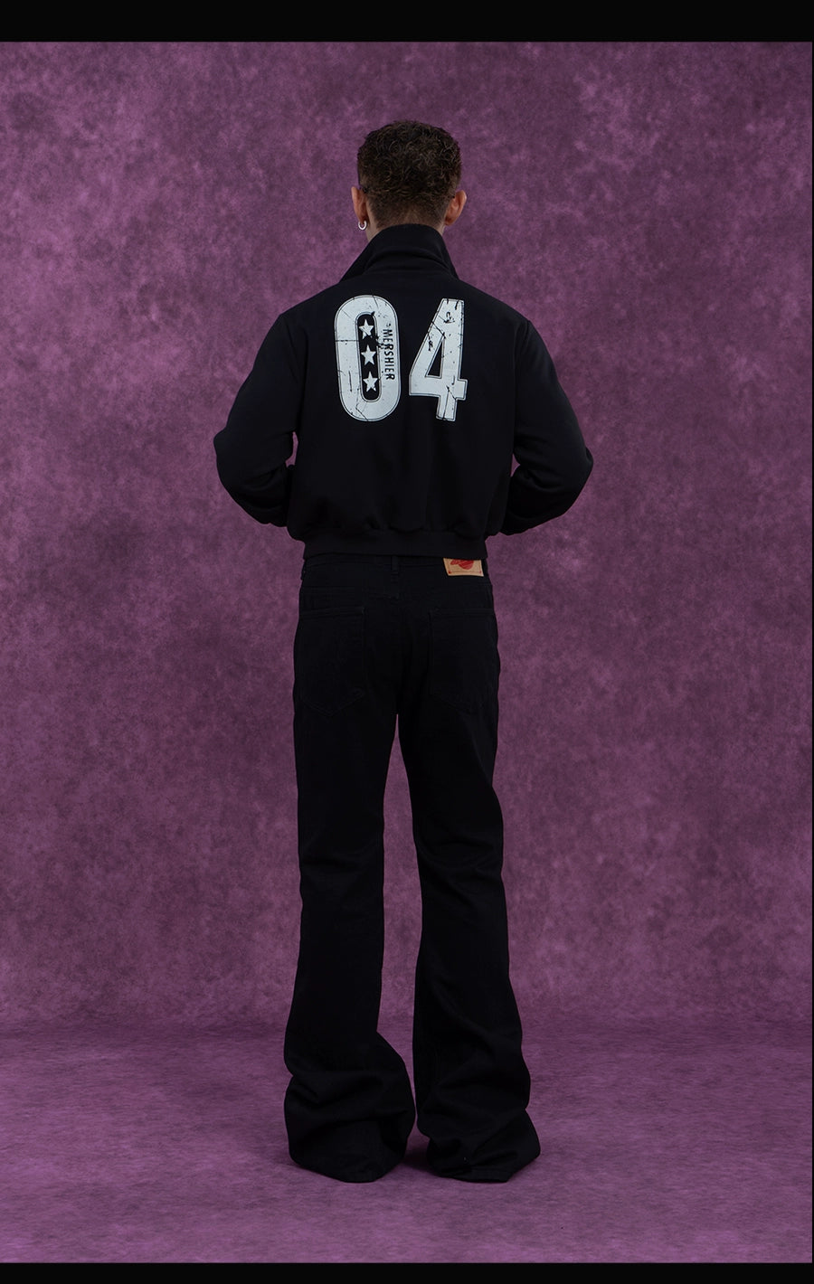 CLP Unisex Cropped Zip-Up Jacket with Print-Black-S-Free Shipping Leatheretro