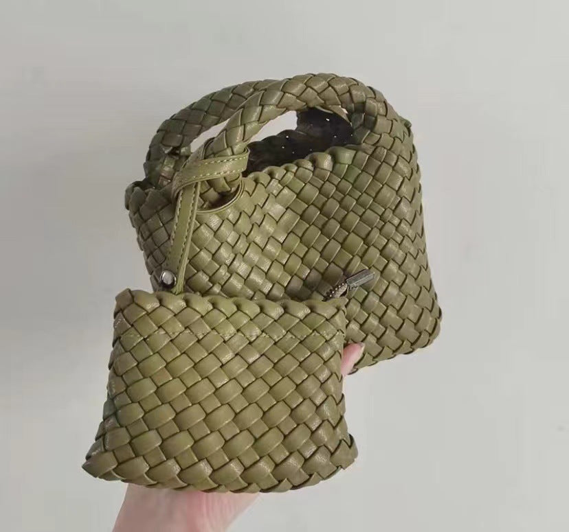 Handwoven Mini Bag – Stylish Tote Handbag-Fruit Green-Free Shipping Leatheretro