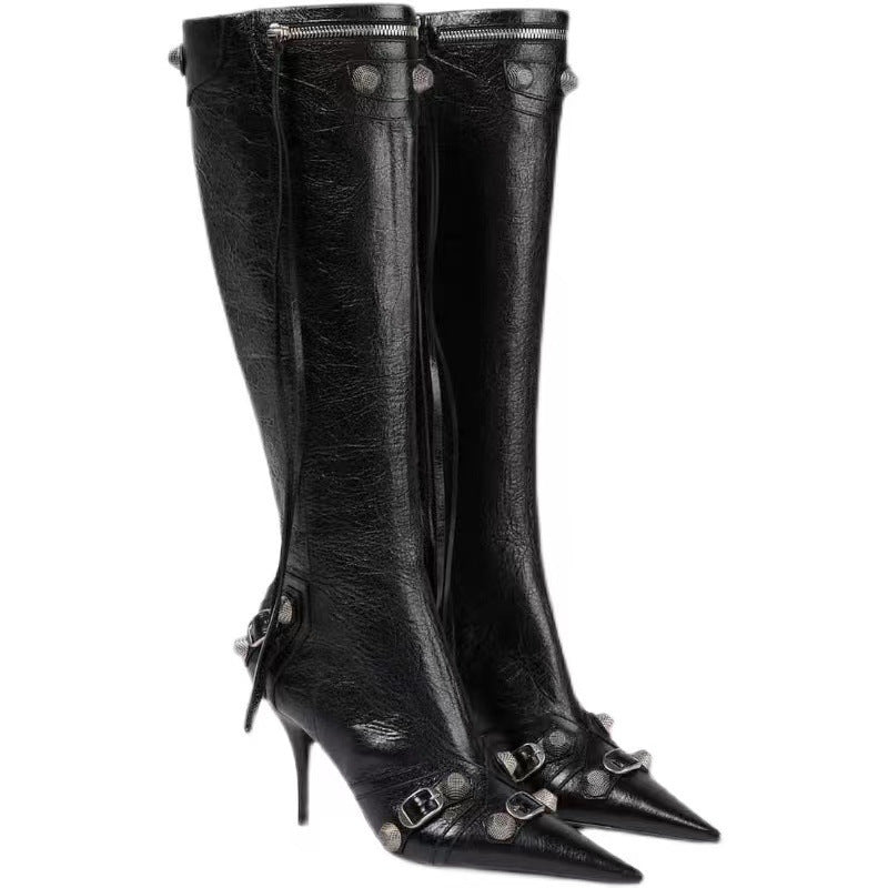 Sexy Peep Toe Rivet Plus Sizes Women Boots-boots-A-34-Free Shipping Leatheretro