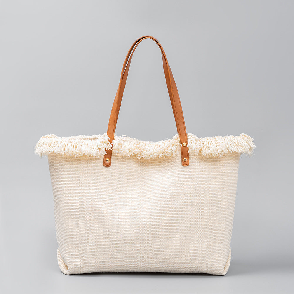 Stylish Canvas Tote Bag-Off-white-50*10*35CM-Free Shipping Leatheretro