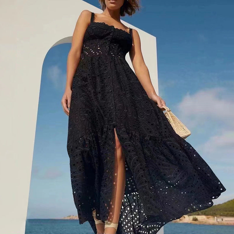 Fashion Designed Embroidery Long Dresses-Dresses-Black-S-Free Shipping Leatheretro