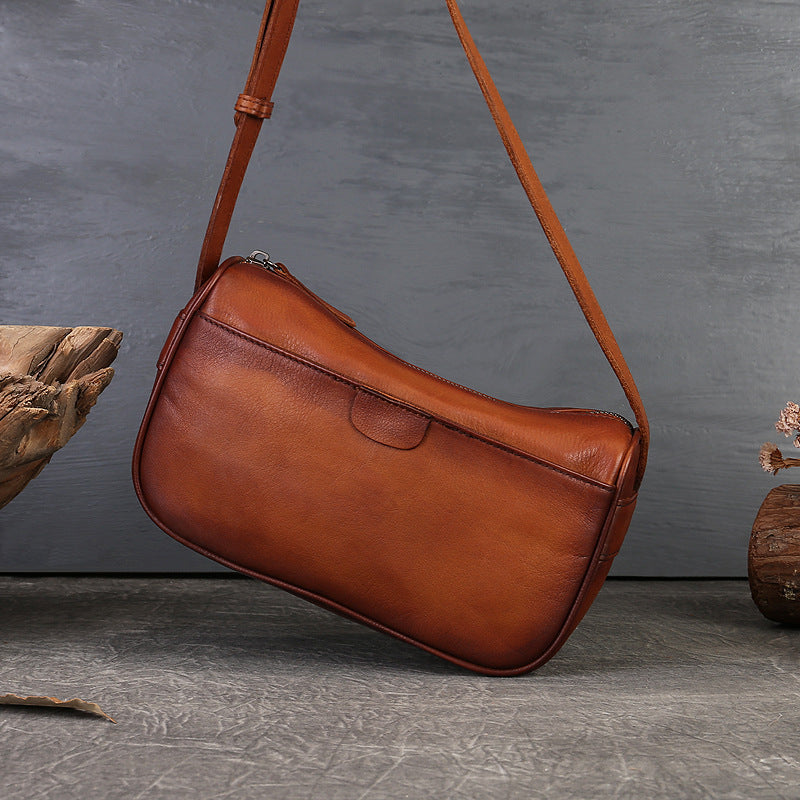 Handmade Top-Grain Leather Crossbody Bag for Women-Brown-Free Shipping Leatheretro
