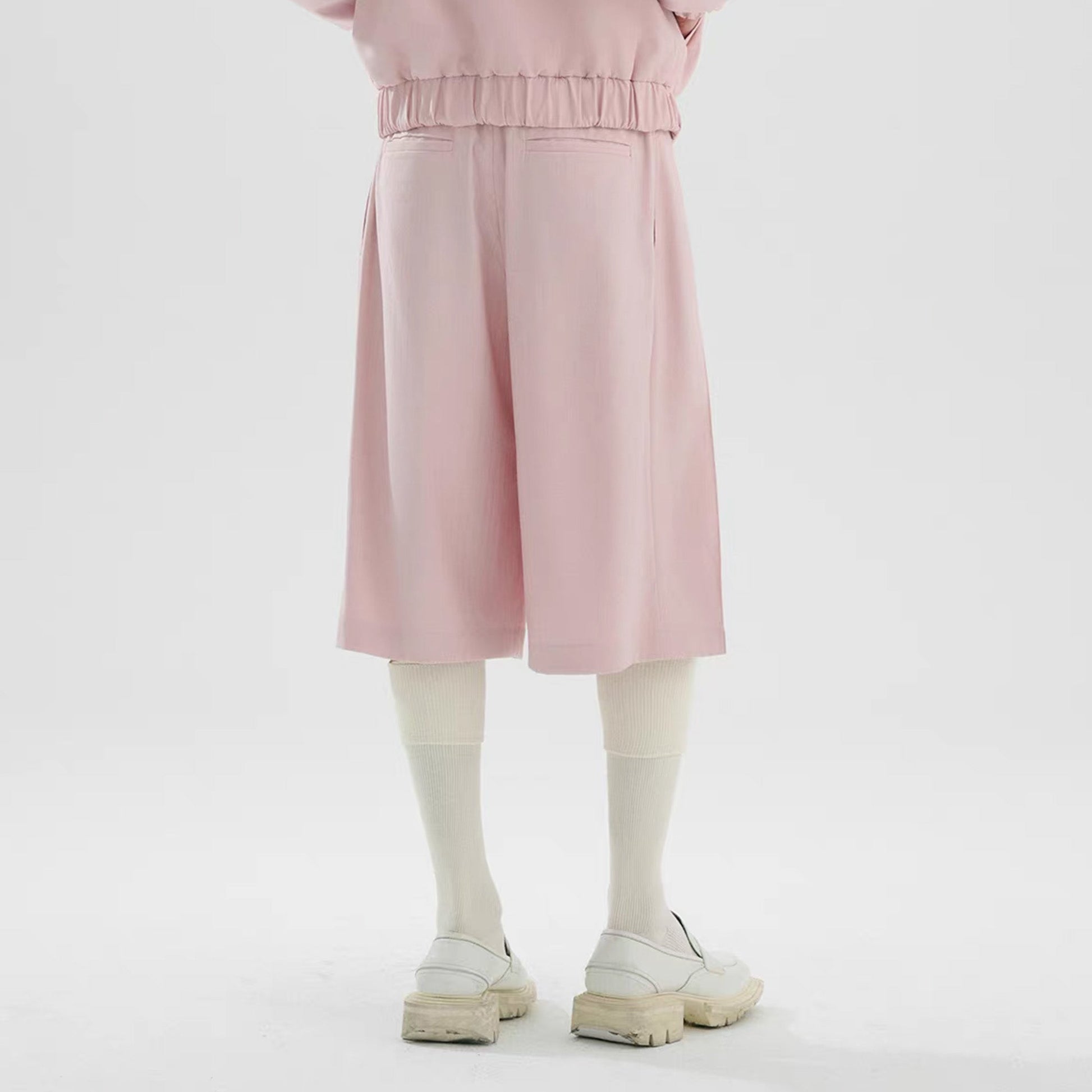 TIWILLTANG Pleated Pinstripe Skirt Shorts Pink/White-Shorts-S-White-Free Shipping Leatheretro