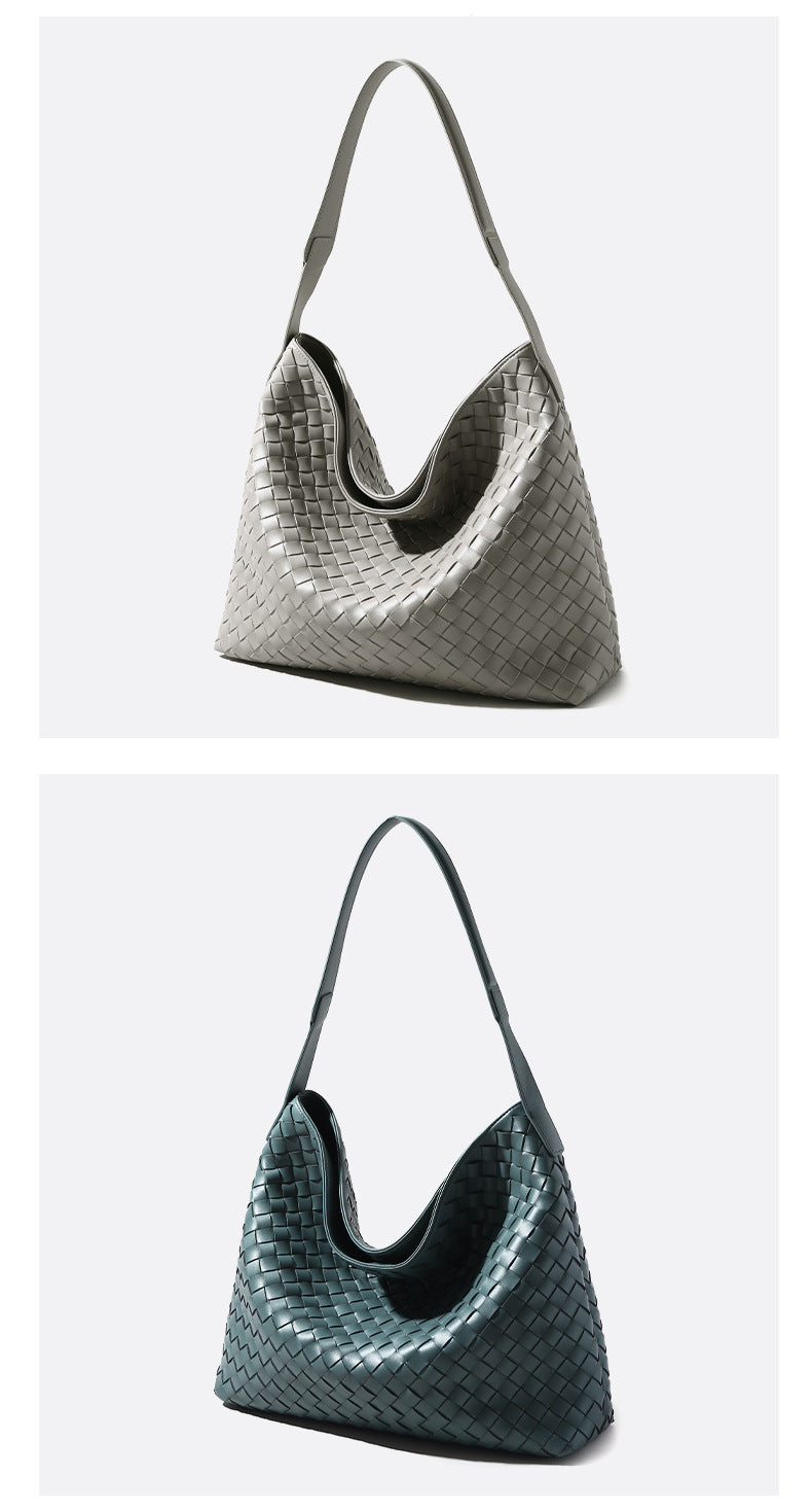 Handwoven Leather Crossbody Bag-Handbags-Green-Free Shipping Leatheretro