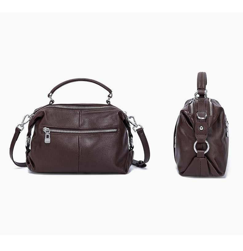 Vintage Boston Leather Crossbody Bag-Handbags-Coffee-Free Shipping Leatheretro