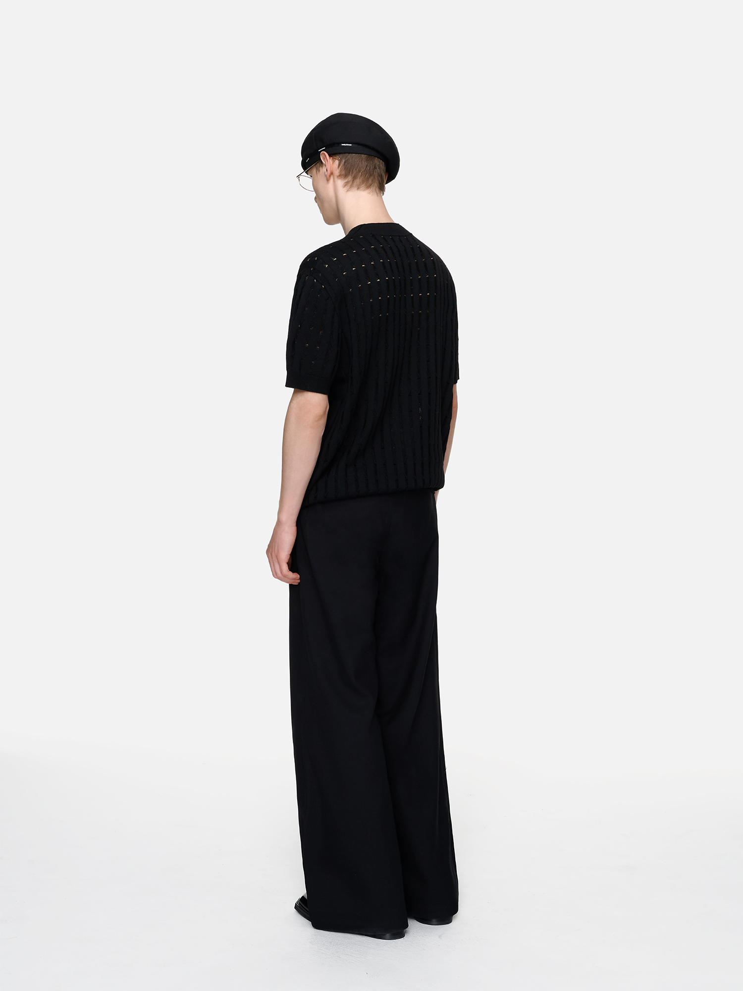 TIWILLTANG Essential Openwork Knitted T Shirt-T Shirt-S-Black-Free Shipping Leatheretro