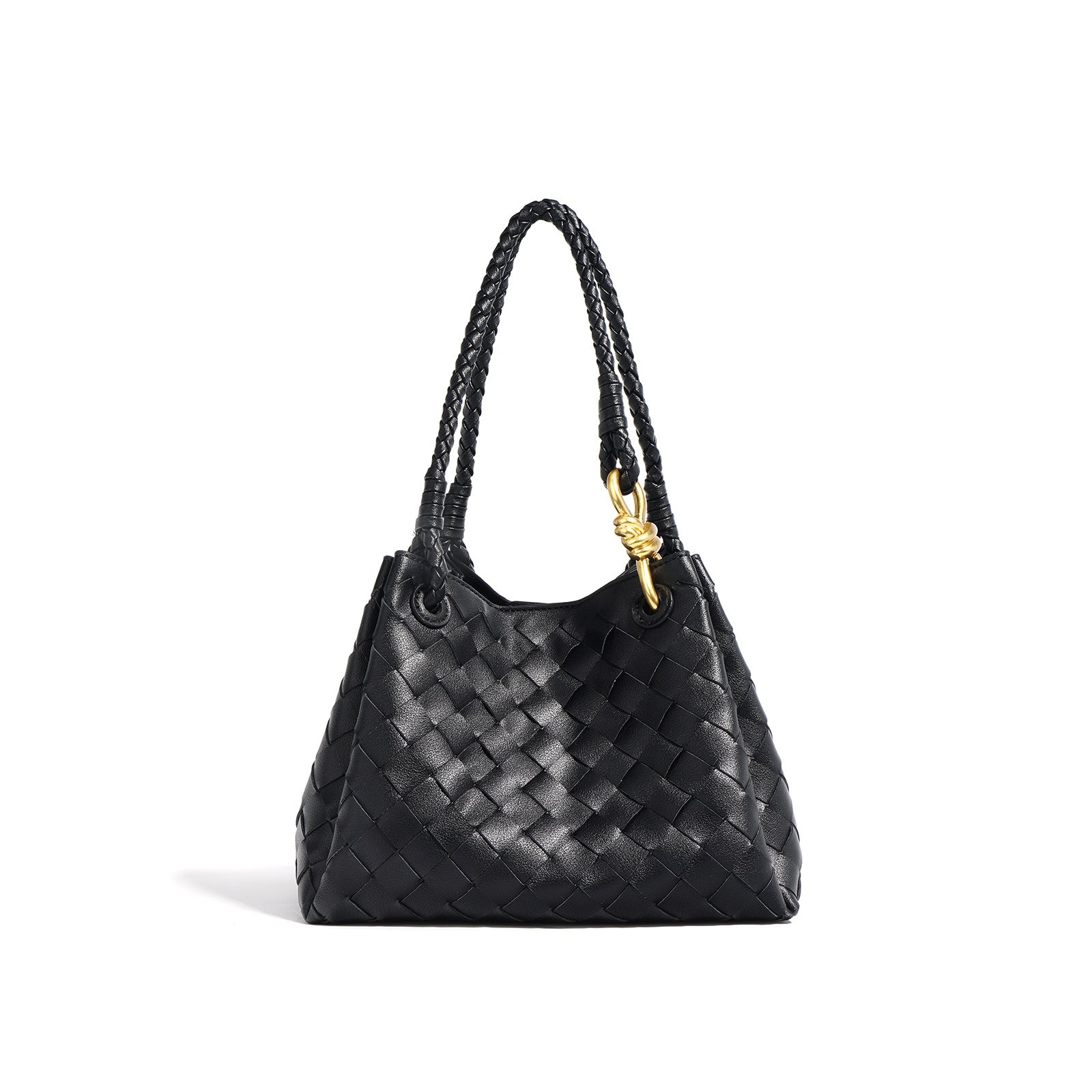 Niche Design New Retro Metal Buckle Woven Tote Bag-Handbags-Apricot-Free Shipping Leatheretro