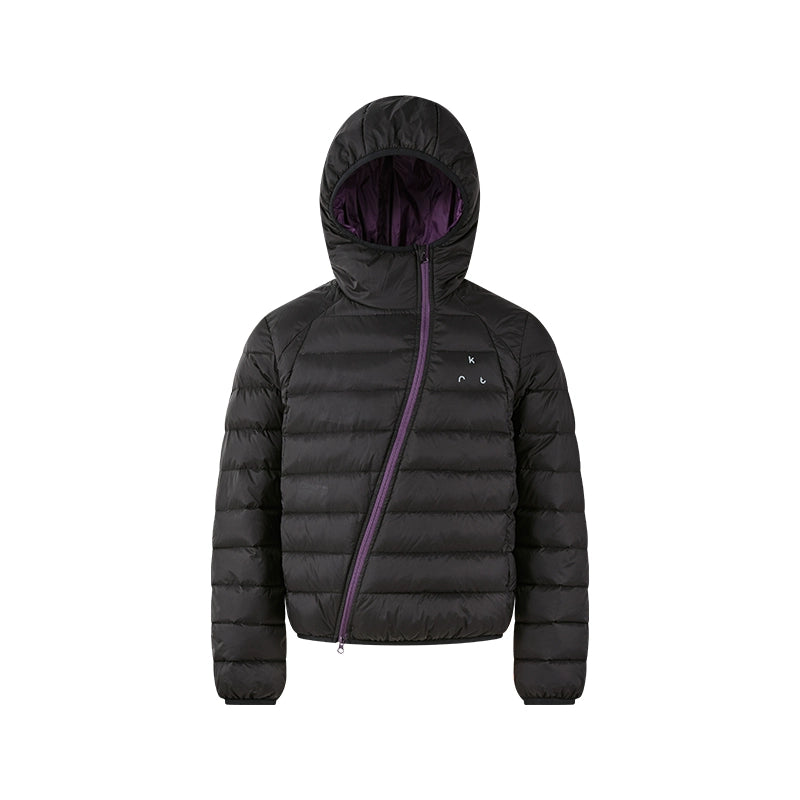 KREATE Color-Block Down Jacket with 90% White Duck Down-Black-S-Free Shipping Leatheretro