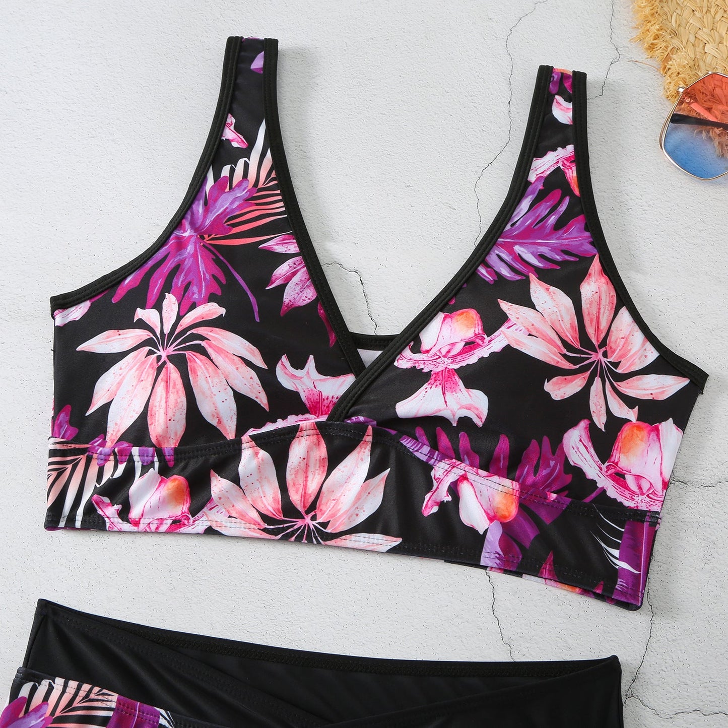 Sexy Floral Print Summer Boxer Swimsuits-Swimwear-Purple-S-Free Shipping Leatheretro